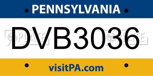 DVB3036 Pennsylvania License Plate