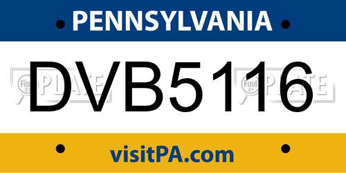 DVB5116 Pennsylvania License Plate