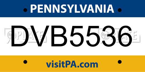 DVB5536 Pennsylvania License Plate