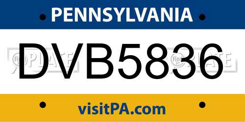 DVB5836 Pennsylvania License Plate