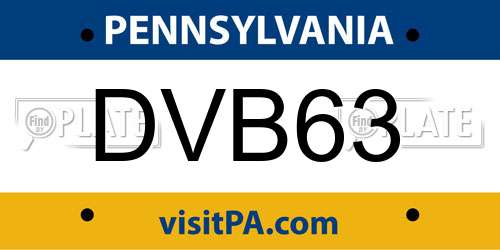 DVB63 Pennsylvania License Plate
