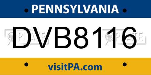 DVB8116 Pennsylvania License Plate