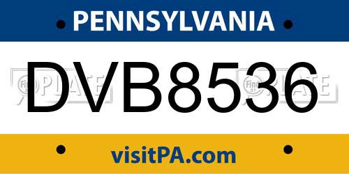 DVB8536 Pennsylvania License Plate