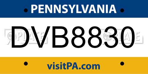 DVB8830 Pennsylvania License Plate