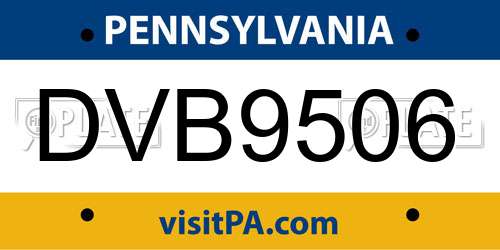 DVB9506 Pennsylvania License Plate