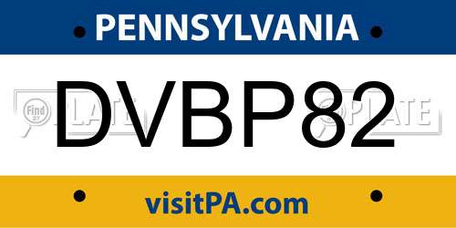 DVBP82 Pennsylvania License Plate