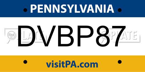 DVBP87 Pennsylvania License Plate