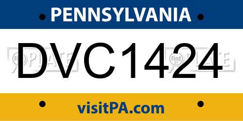 DVC1424 Pennsylvania License Plate
