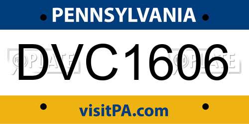 DVC1606 Pennsylvania License Plate