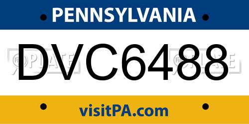 DVC6488 Pennsylvania License Plate