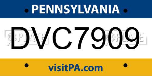 DVC7909 Pennsylvania License Plate