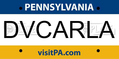 DVCARLA Pennsylvania License Plate