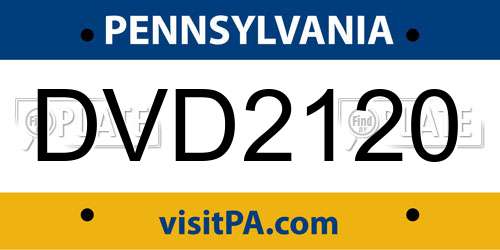 DVD2120 Pennsylvania License Plate