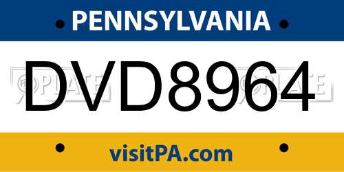 DVD8964 Pennsylvania License Plate