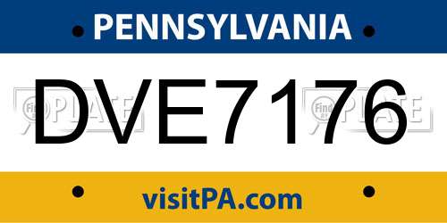 DVE7176 Pennsylvania License Plate