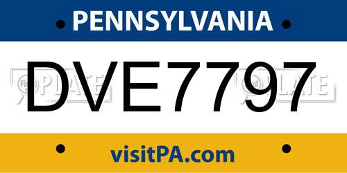 DVE7797 Pennsylvania License Plate