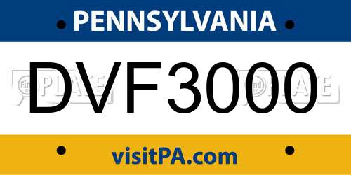 DVF3000 Pennsylvania License Plate