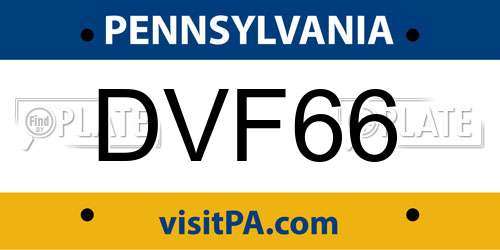 DVF66 Pennsylvania License Plate