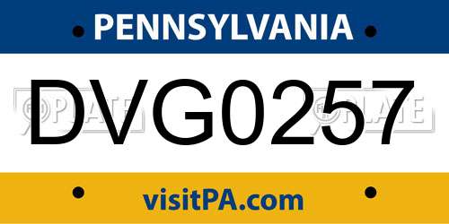 DVG0257 Pennsylvania License Plate