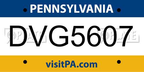 DVG5607 Pennsylvania License Plate
