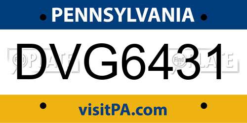 DVG6431 Pennsylvania License Plate