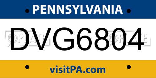 DVG6804 Pennsylvania License Plate