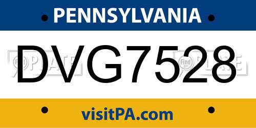 DVG7528 Pennsylvania License Plate