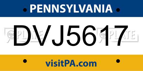 DVJ5617 Pennsylvania License Plate