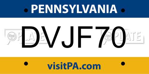 DVJF70 Pennsylvania License Plate