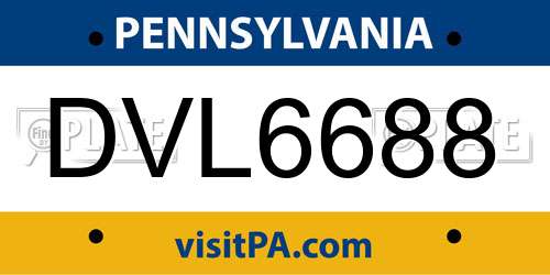 DVL6688 Pennsylvania License Plate