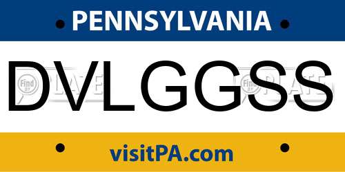 DVLGGSS Pennsylvania License Plate