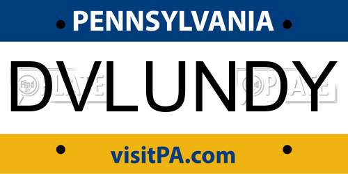 DVLUNDY Pennsylvania License Plate
