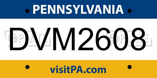 DVM2608 Pennsylvania License Plate