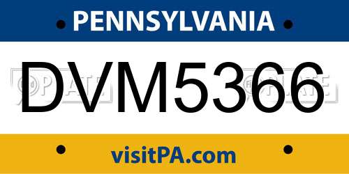 DVM5366 Pennsylvania License Plate