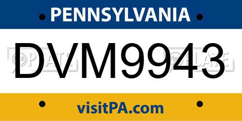 DVM9943 Pennsylvania License Plate