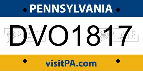 DVO1817 Pennsylvania License Plate