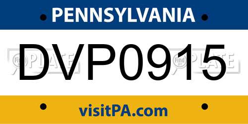 DVP0915 Pennsylvania License Plate