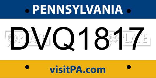 DVQ1817 Pennsylvania License Plate
