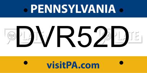 DVR52D Pennsylvania License Plate