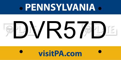 DVR57D Pennsylvania License Plate