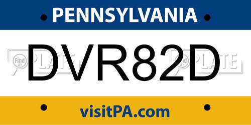 DVR82D Pennsylvania License Plate