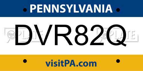 DVR82Q Pennsylvania License Plate