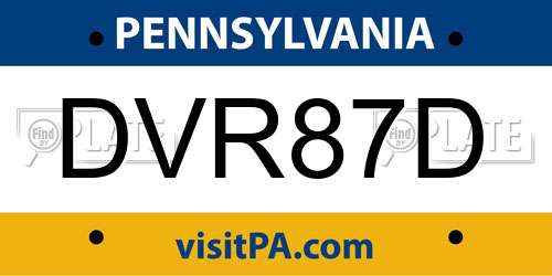 DVR87D Pennsylvania License Plate