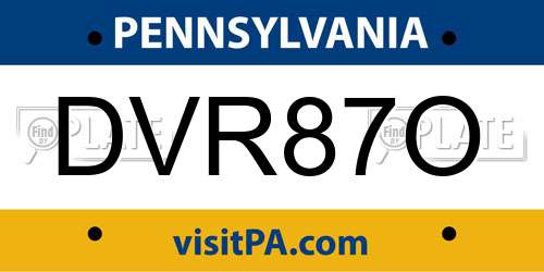 DVR87O Pennsylvania License Plate