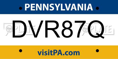 DVR87Q Pennsylvania License Plate