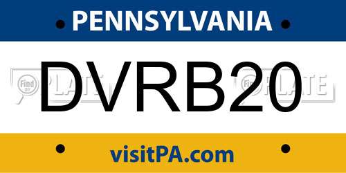 DVRB20 Pennsylvania License Plate