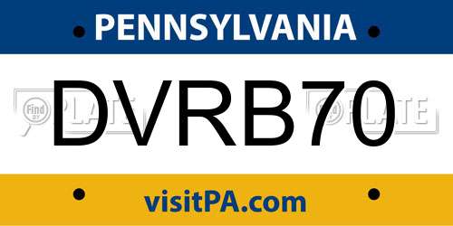 DVRB70 Pennsylvania License Plate