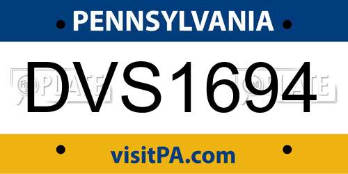 DVS1694 Pennsylvania License Plate