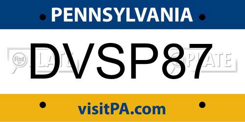 DVSP87 Pennsylvania License Plate