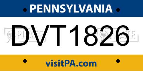DVT1826 Pennsylvania License Plate